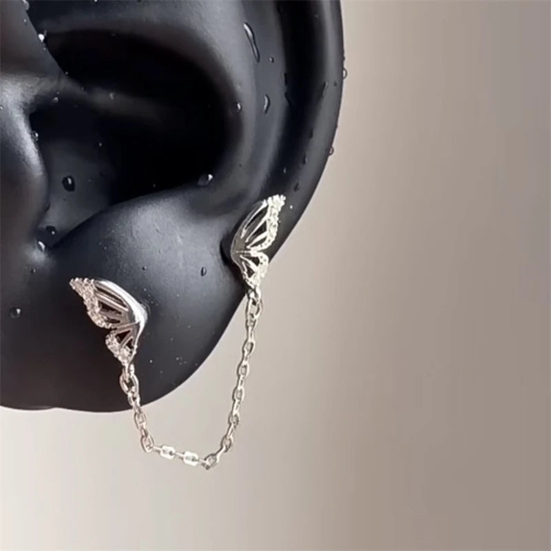 1pcs Quality Shiny Cross Zircon 316L Stainless Steel Ear Bone Nail Y2K Style Silver Color Earring for Women Cochlear Accessories