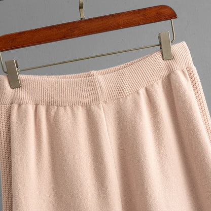 Autumn Winter 2025 New Fashion Women's Solid Color Casual Trendy Loose Knitted 2 Piece Sets Hooded Sweatshirts Wide Leg Trousers.