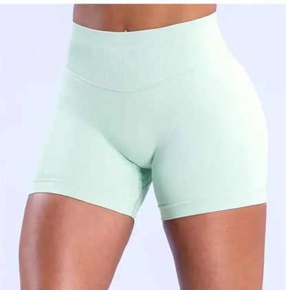 Summer High Waisted Yoga Shorts Women  Fashionable and Sexy Running Fitness Pants Solid Color High Elastic Yoga Leggings.