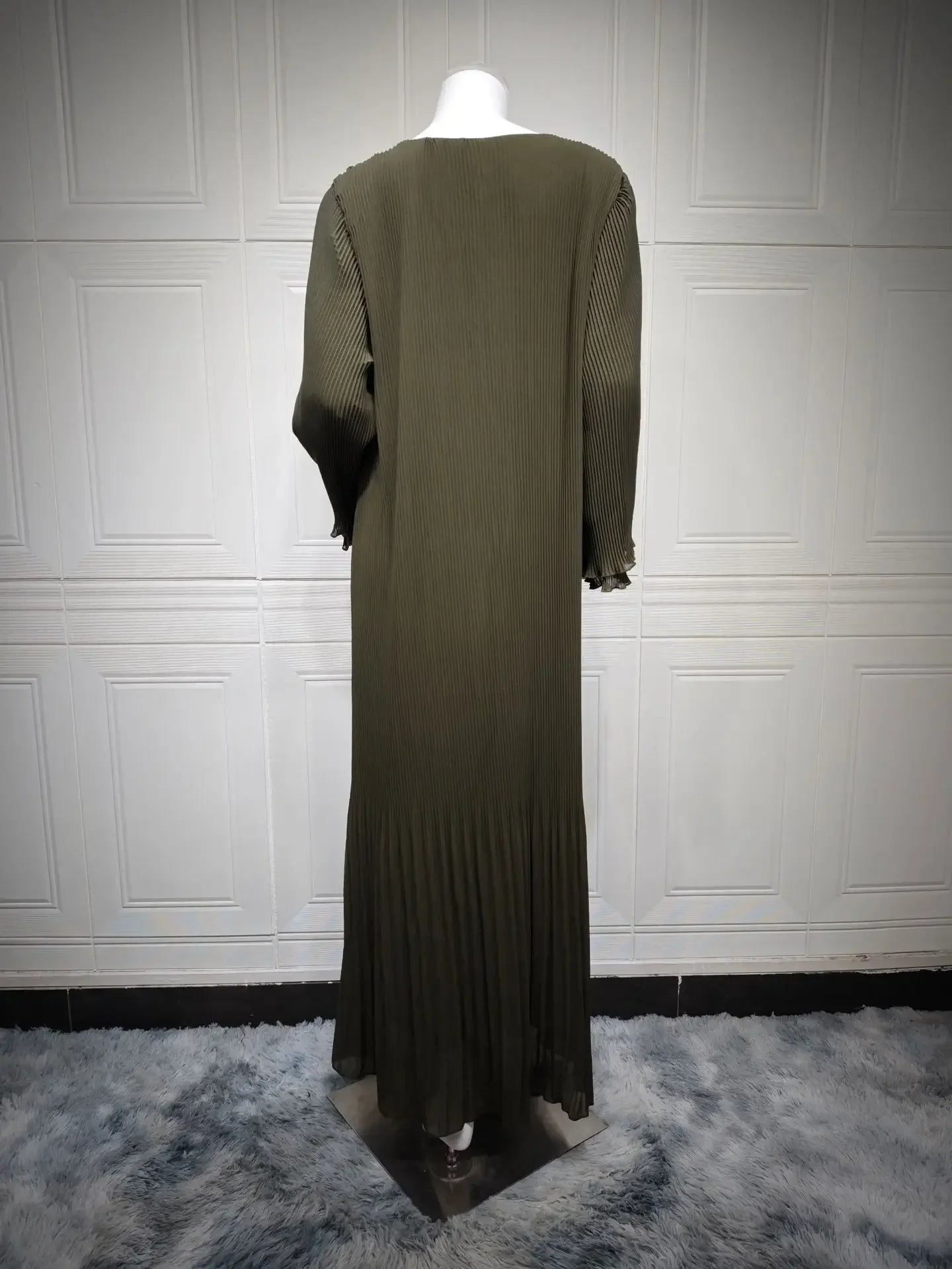 Eid muslimisches Kleid für Frauen Plissee Flare Ärmel Jalabiya Kaftan Islam Vestidos arabische lange Robe Ramadan Marokko Dubai Abayas