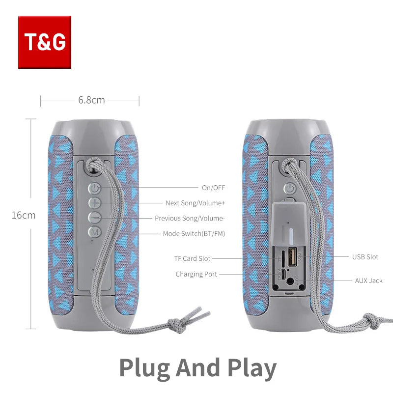Bluetooth Speaker T&G TG117 Portable TWS Sound Box Waterproof Loudspeaker Outdoor Stereo Surround Speakers Support TF FM Radio.