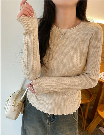 2025 neue Herbst Frühling Pullover Mode Frauen Gestrickte Dünne Lange Hülse O-ansatz Jumper Casual Büro Dame Pendeln Pullover Top.