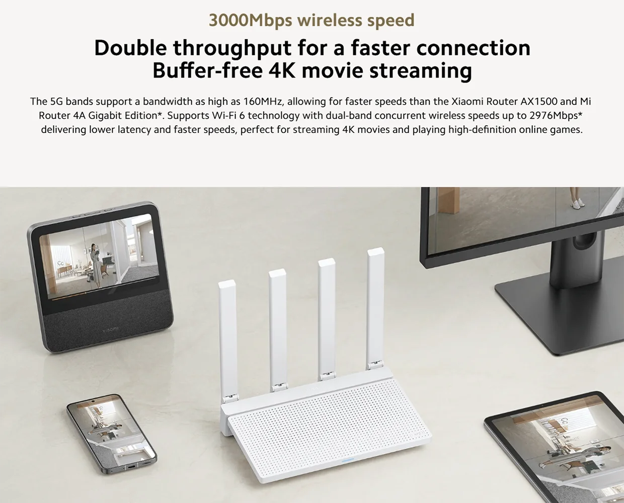 Xiaomi Router AX3000T 2.4G 5G Mesh Technology WiFi 6 Efficient Wall Penetration Children Online Protection WiFi Router Repeater.