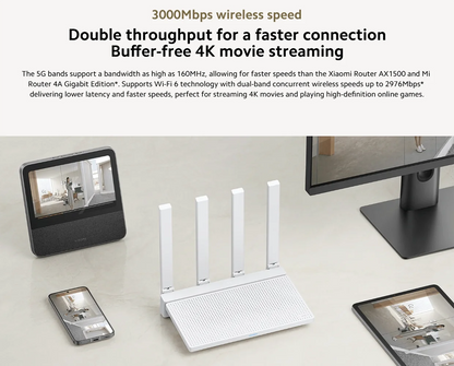 Xiaomi Router AX3000T 2.4G 5G Mesh Technology WiFi 6 Efficient Wall Penetration Children Online Protection WiFi Router Repeater.