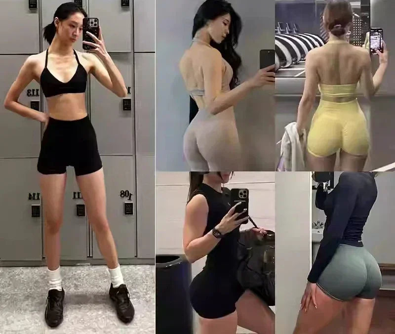 Yoga Shorts Resistance Exercise Shorts Seamless Low Waist Scrunch Bum Gym Shorts Workout Biker Short Stretch Fitness Sportwear.