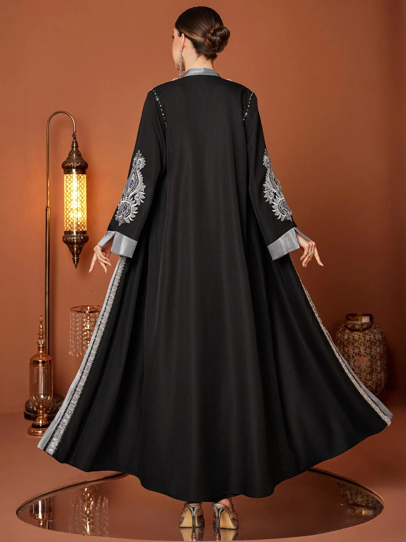 Ramadan Eid Open Abaya Damen Dubai Luxury Fashion Muslim Kimono Dress Kaftan Robe Femme Prayer Clothes Women Clothing Kebaya.