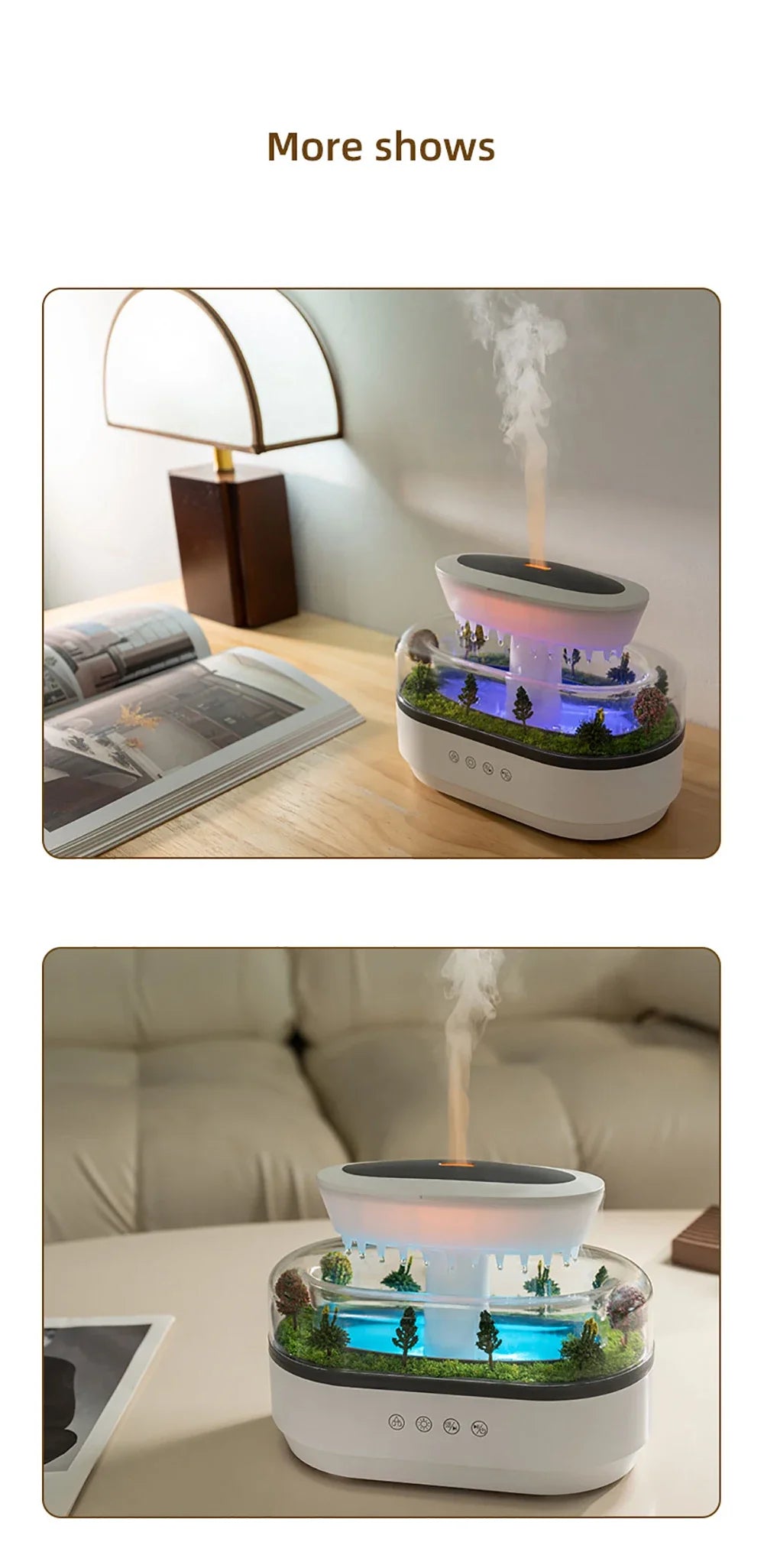 New Aroma Humidifier Raindrop Air Humidifier Colorful Atmosphere Light White Noise Music Essemtial Home Oil Fragrance Diffuser