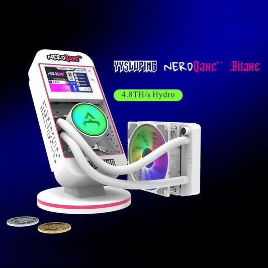 2025 New Bitaxe NerdQaxe++Water Cooling 4.8th/s Computing Power Bitcoin Miner White.