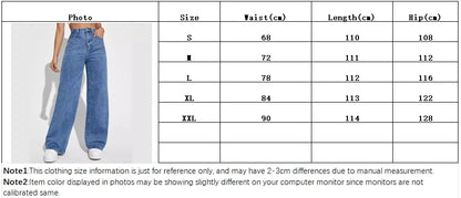 Fashion retro blue jeans women y2k High street baggy straight pants High waisted all-in-one slim pants.