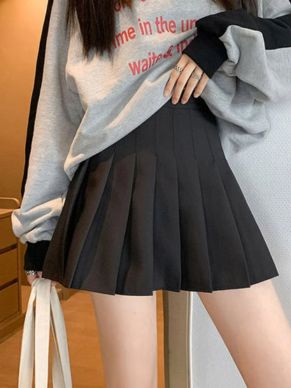 Zjaiss White Women Plus Size Pleated Skirts Summer High Waist Zipper Girls Dancing JK Black Fashion Student A Line Mini Skirts.