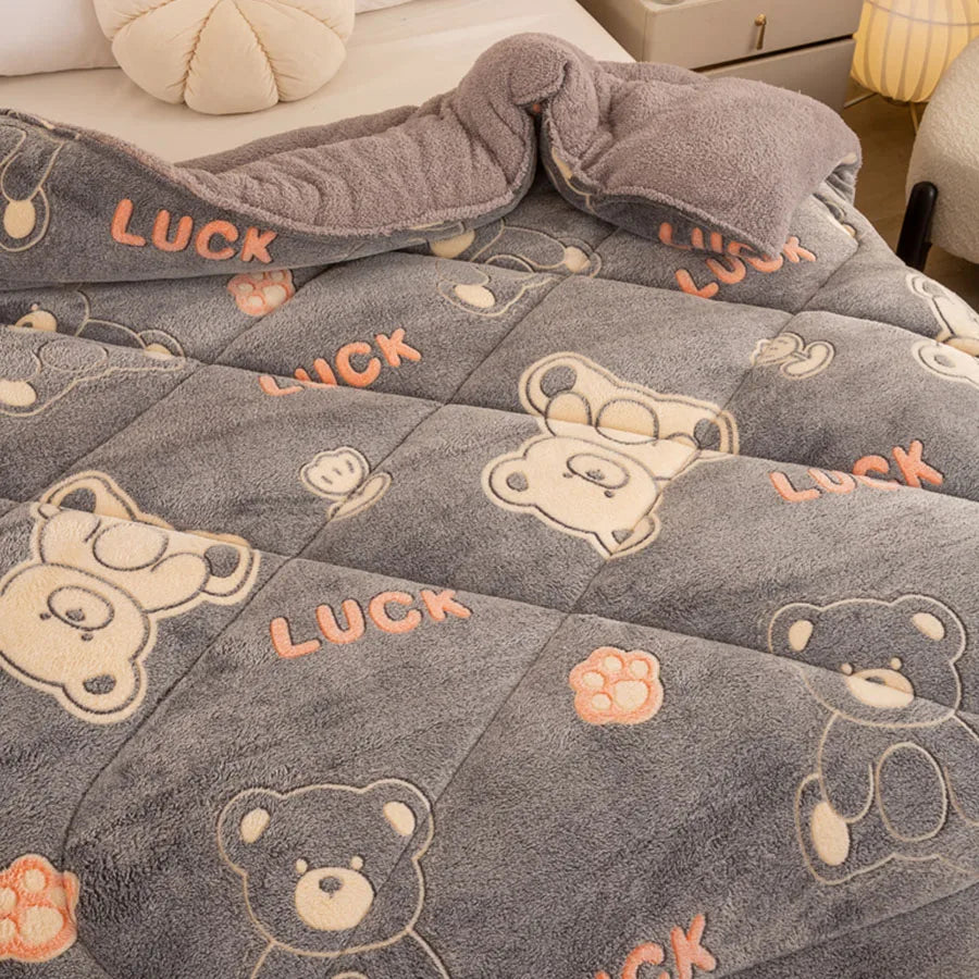 Winter Bedding Thick Quilt Blanket Thickened Warm Flannel Fleece Comforter for Cold Nights Set Bed Duvets Quilts the Blankets.