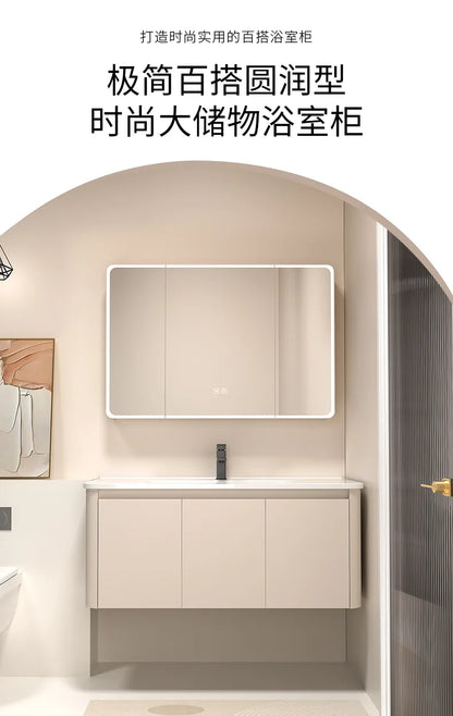Moderner intelligenter Badezimmerschrank, Wabenstruktur, Aluminium, WC, Waschbecken, Schrank, Kombination, integriertes Keramikwaschbecken, Waschtisch