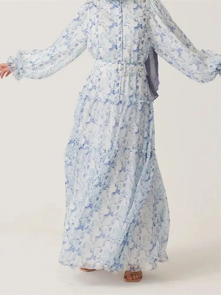 Ramadan Dubai Chiffon Modest Abaya Damen Kebaya Turkey Islam Muslim Long Dress Abayas For Women Kaftans Robe Femme Musulmane.