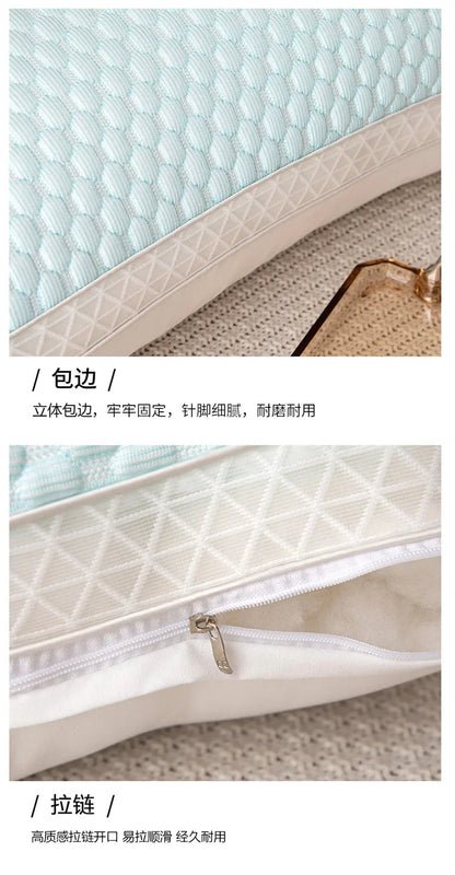 2025 new summer feather silk pillow cool Doudou ice silk pillow breathable mesh edge three-dimensional pillow core.
