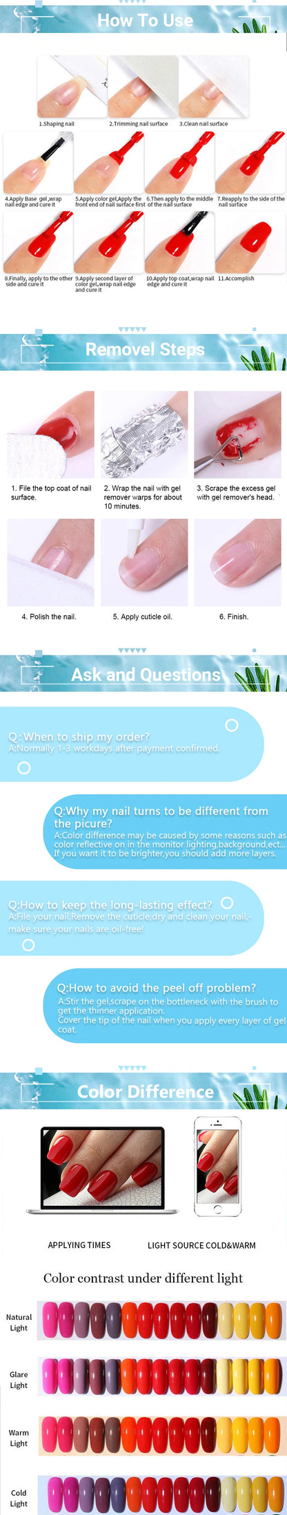 LILYCUTE 6Pcs 7ML Jelly Glass Gel Nail Polish Set Sea Blue Varnish Semi-transparent Nail Art Semi Permanent UV Gel Varnish.