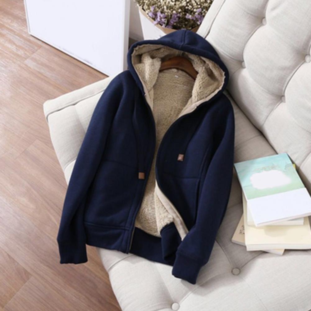 Women's Sweatshirt Pants Suit Autumn and Winter Warm Long-sleeved Fleece Thick Hoodie Coat Jogger Pants Sportswear Two-piece Set.