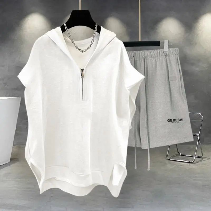 Korean Large Size Casual Sports Shorts Single Piece/suit Men Trend All-match Fashion Straight Leg Loose Half Pants Streetwear.