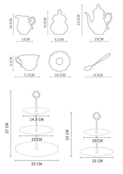 Gold Inlay Bone China Coffee Set Europe Porcelain Tea Ceramic Pot Creamer Sugar Bowl Teapot Cup Mug Coffeeware.