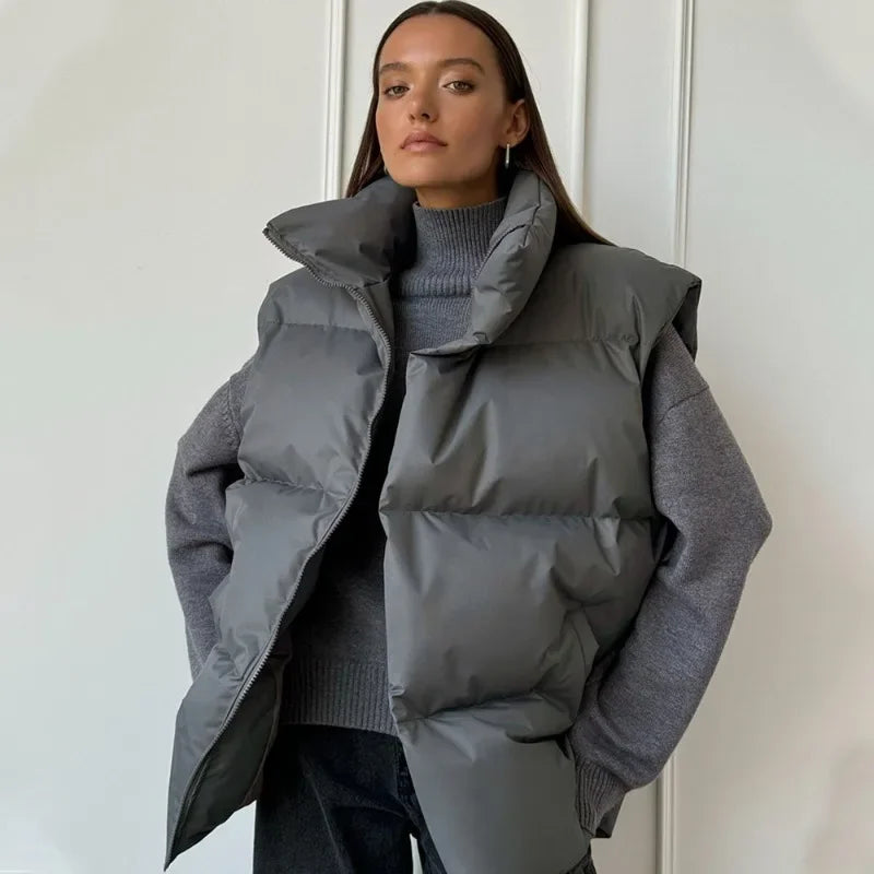 Talenza Damen-Weste aus Baumwolle, neu, ärmellos, sportlich, lässig, einfarbig, Winter, warme Weste, Jacke, Weste, Damen-Baumwolljacke.