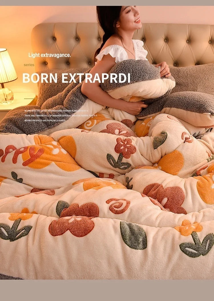 Household Thickened Warm Quilt Core Milk Double-sided Velvet Lamb Wool Autumn Winter Blanket Warm Double-sided Velvet Core