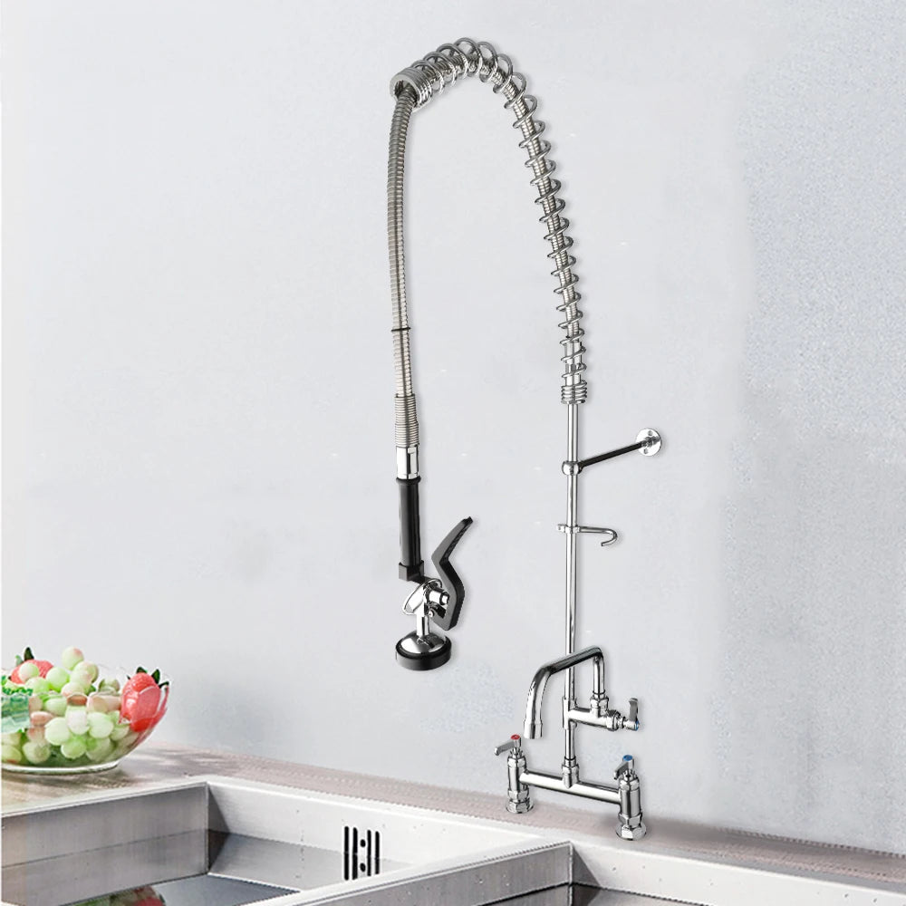 KEMAIDI Commercial Kitchen Faucet with Pull Down Sprayer Industrial Pre Rinse Spring Faucets Mixer for Kitchen Multi-Functional