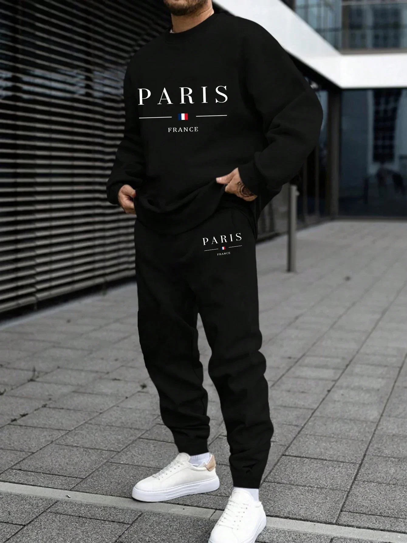 Mens Tracksuit Letter Print Single Piece O Neck Sweatshirt Sweatpants Daily Casual Office Man Clothing Sports Jogging Streetwear.