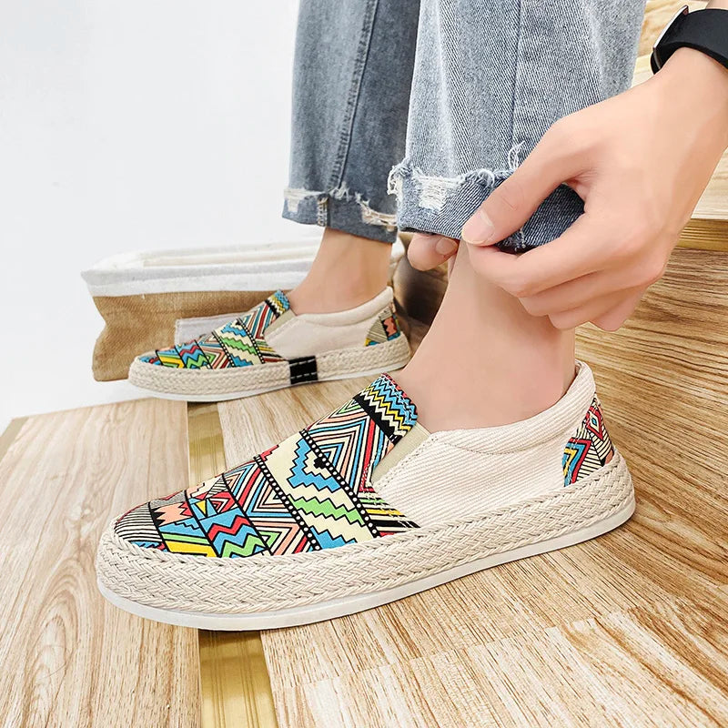 2023Men Turnschuhe Casual Sommer Low-top Cord Schuhe Fischer Schuhe Faul Schuhe Slip-on Tuch Schuhe Trendy männer Schuhe