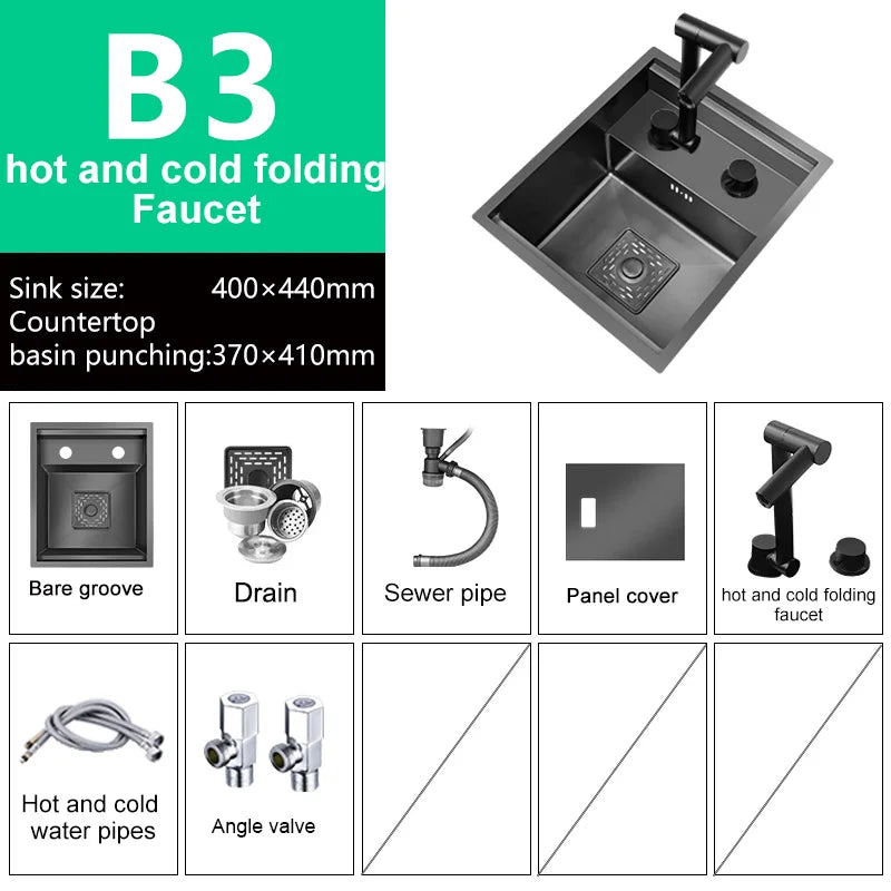 Stainless Steel Kitchen Sink Concealed Mini Single Sink Apartment Bar Multifunctional Hand Wash Fruit and Vegetable Basin