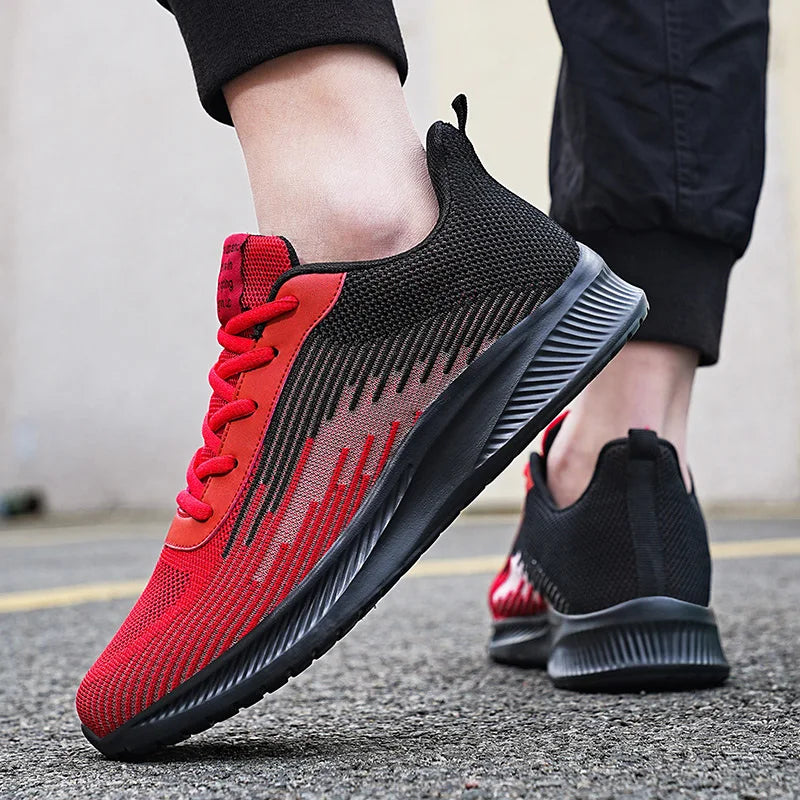 Summer Hot Sale Red Mesh Men Running Sneakers Big Size 47 Light Breathable Women Training Shoes Non-slip Sport Shoes for Man.