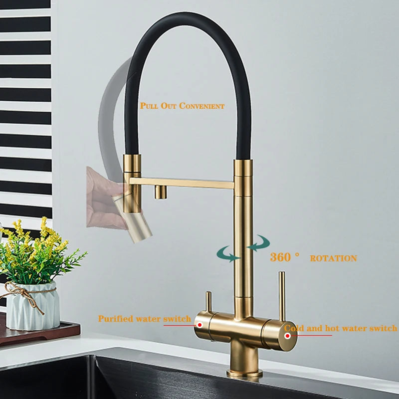 Wanmivezlo Kitchen Water Filter Faucet Dual Spout Pure Drinking Water Mixer Tap Rotation Water Purification Taps