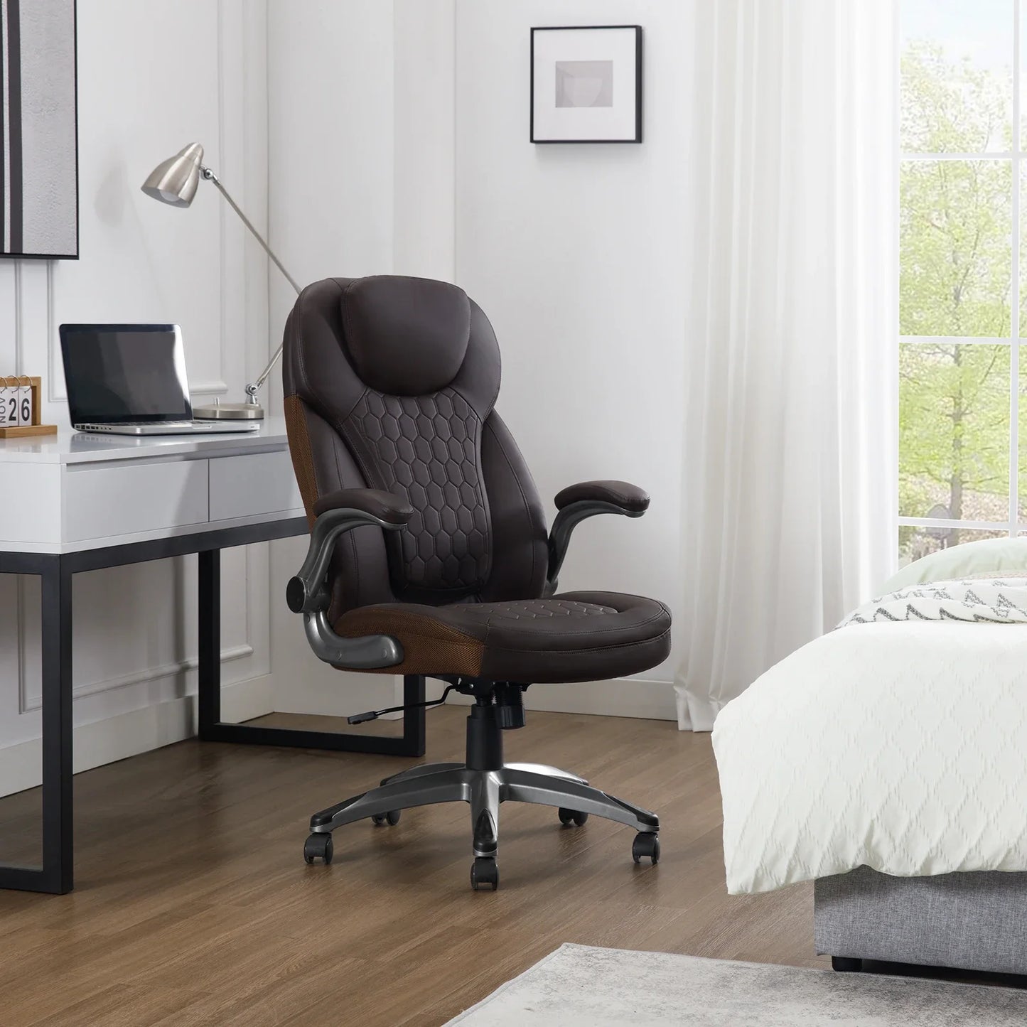 WOLTU Ergonomischer Büro-Computerstuhl mit hoher Rückenlehne, höhenverstellbarem, gepolstertem Sitz, Chefsessel aus Kunstleder