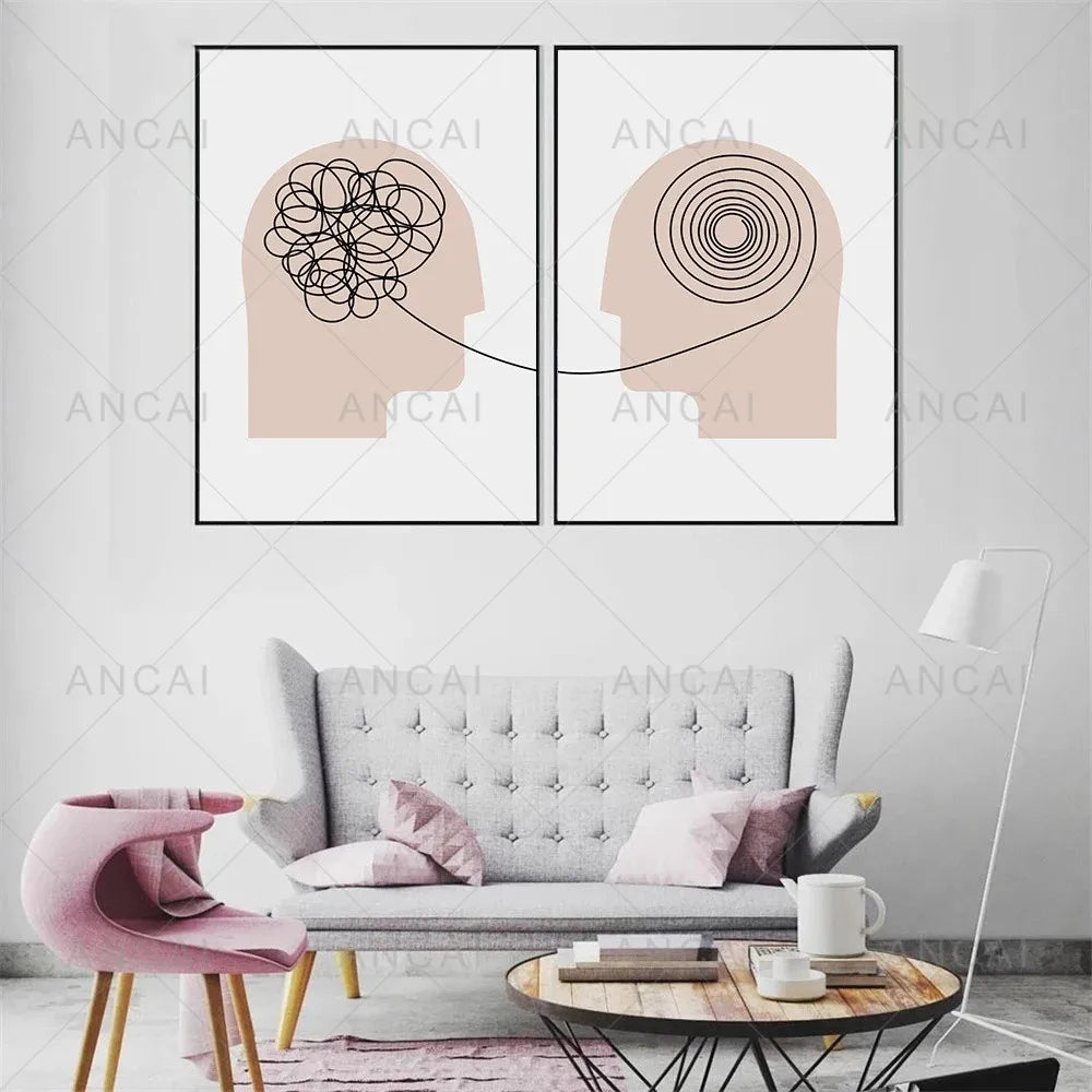 Psychology Therapy Poster Canvas Painting Consultant Office Wall Art Print Cloth Office Room Decoration Gifts Minimalist Picture.