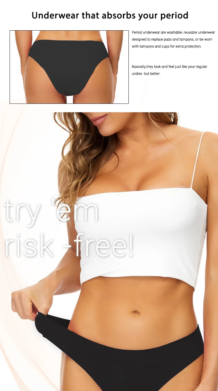 Seamless Swimwear Menstrual Panties 4-Layer Leakproof women's grooming pants Bikini Fast Absorption Summer Beachwear Period Swim.