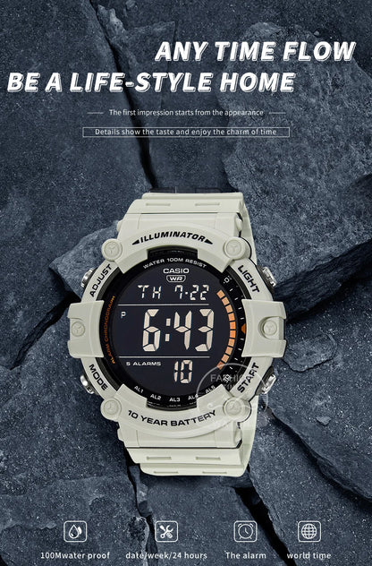 Casio Men's Watch Large Dial Sporty Model Stylish Cool Multifunctional Watches AE-1500WH-8B2.