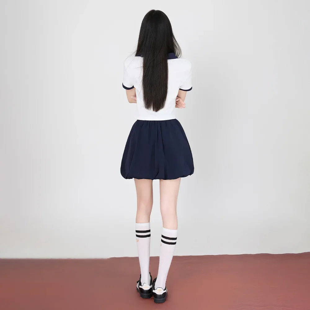 Korean College Style Half-length Shorts Floral Pants White Short-sleeved Set 2025 Versatile New Model Cotton V-neck T-shirt.