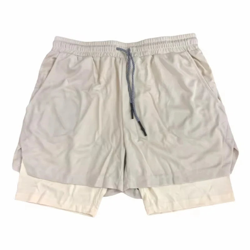 NEW Men's Multiple pockets Fitness Shorts Casual Sports Loose Breathable double-decker Shorts men Mesh Camouflage Running Shorts