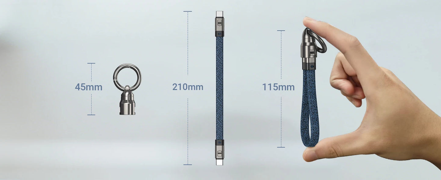 AUFU PD240W USB-C to USB-C Super Fast Charge Data Cable Zinc Alloy Head Lanyard 2 in 1 Phone Lanyard Charge Cable For IPhone SUM.