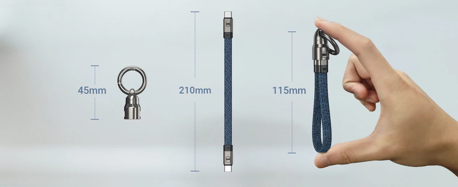 AUFU PD240W USB-C to USB-C Super Fast Charge Data Cable Zinc Alloy Head Lanyard 2 in 1 Phone Lanyard Charge Cable For IPhone SUM.