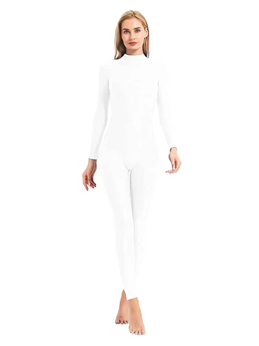 Unisex  Turtleneck Unitard Full Body Leotard  Long Sleeve Yoga Bodysuit Women Catsuit Daily Fitness Wear Cosplay Suits