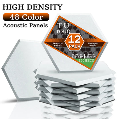 TOUO Sound Absorbing Panel 12 Pcs Studio Acoustic Panel High Density Insulation Acoustic Treatment Drum Room Wall Soundproofing