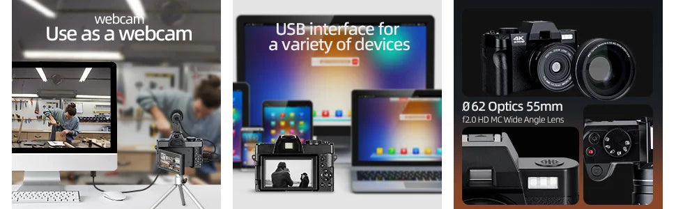 NBD 4K Digital Cameras for Photography,48MP Camera,Travel Vlogging Cameras with 16X Digital Zoom,180°Flip Screen,52mm Macro Lens.