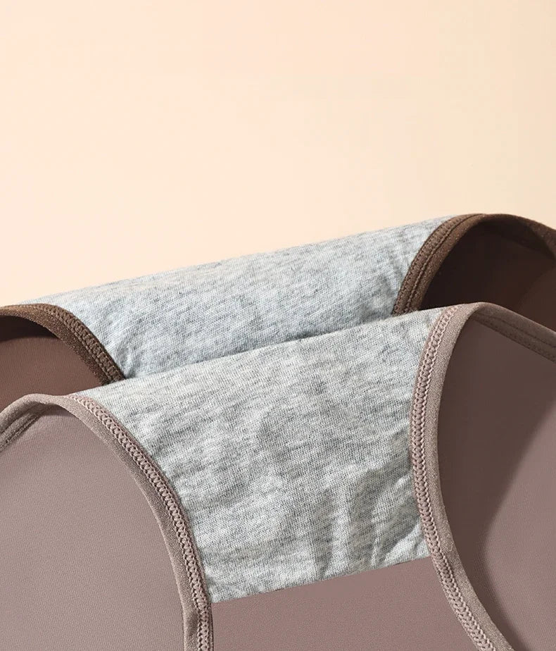 High Waist Period Underwear for Women | Cotton Leak Proof Panties | Anti-Overnight Flow | Plus Size M-4XL (Black/Beige).