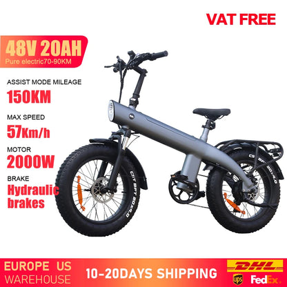 HX Q3 e bike 2000W electric bike 48V 20AH Adult E bike 20Inch Tire Off-Road fatbike City Electric bicycle  Mountain e bikes
