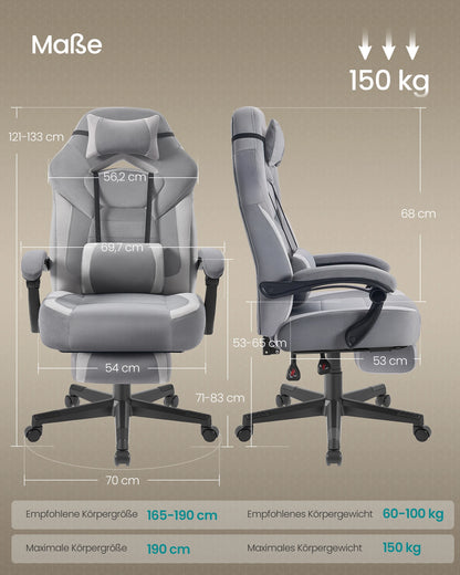 SONGMICS Gaming-Stuhl, Bürostuhl, Computerstuhl, ergonomisches Design, mit Fußstütze