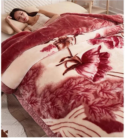 Flannel Blanket Double-deck Washable Quilt Siesta Keep Warm Double Person Thick Winter Soft Comfortable Plush Bed Sheet