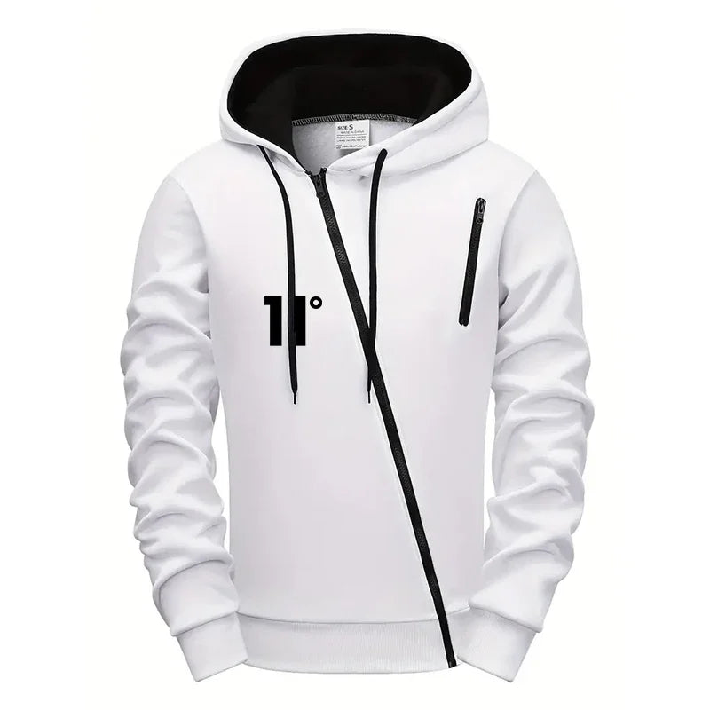 Fashion Autumn Winter Hoodie Comfort Single Sweatshirt Top Pants Men Versatile Diagonal Zipper Jacket Casual Jogging Sport Daily.