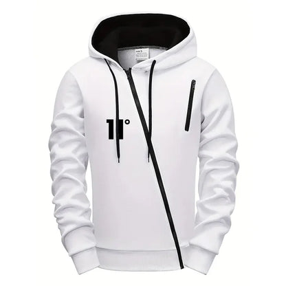 Fashion Autumn Winter Hoodie Comfort Single Sweatshirt Top Pants Men Versatile Diagonal Zipper Jacket Casual Jogging Sport Daily.