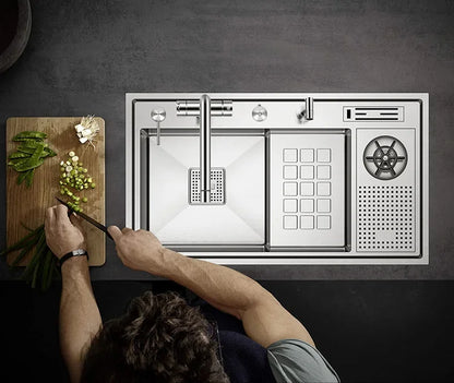 Large Size Nano Meter Cup Rinser Stepped Kitchen Sink 304 Stainless Steel 4mm Thickness Handmade Sinks With Knife Holder