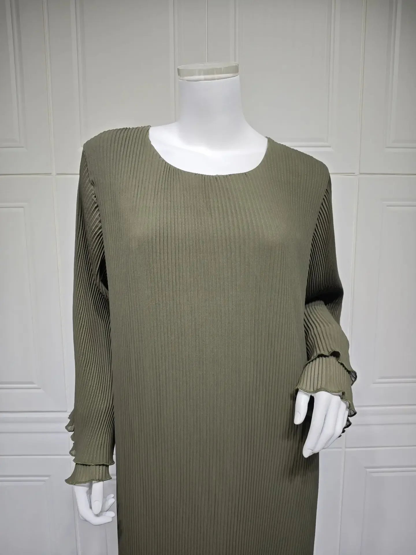 Eid muslimisches Kleid für Frauen Plissee Flare Ärmel Jalabiya Kaftan Islam Vestidos arabische lange Robe Ramadan Marokko Dubai Abayas.