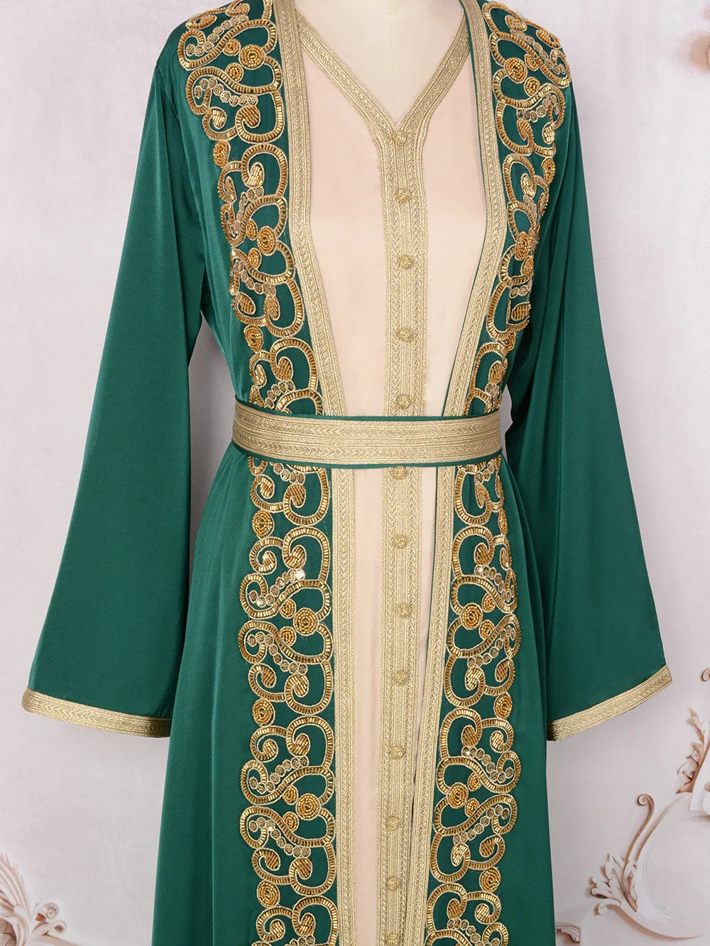 Naher Osten Mode Schwerindustrie Nagelperle eingelegter Diamant Muslimisches Gewand Damen langer Rock elegantes Abendkleid Kleid.